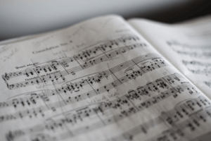 Close up of a piece of sheet music